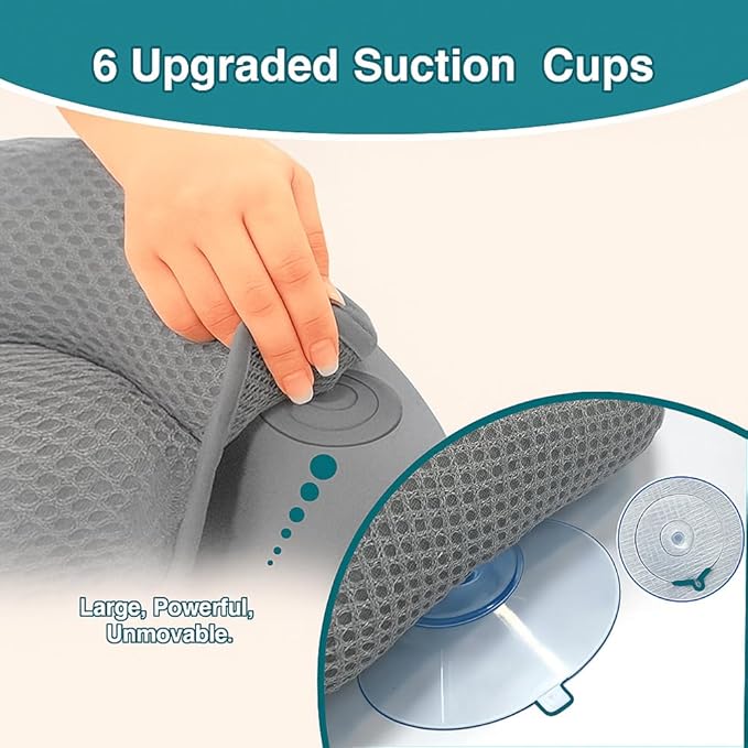 Bath Pillows for Tub, Bath Pillow Luxury Bathtub Pillows for Head and Neck Support - With 4D Air Mesh Fabric & Strong 6 Suction Cups, Tub Pillow For Bathtub, Bath Accessories & Spa Gifts For Women Men