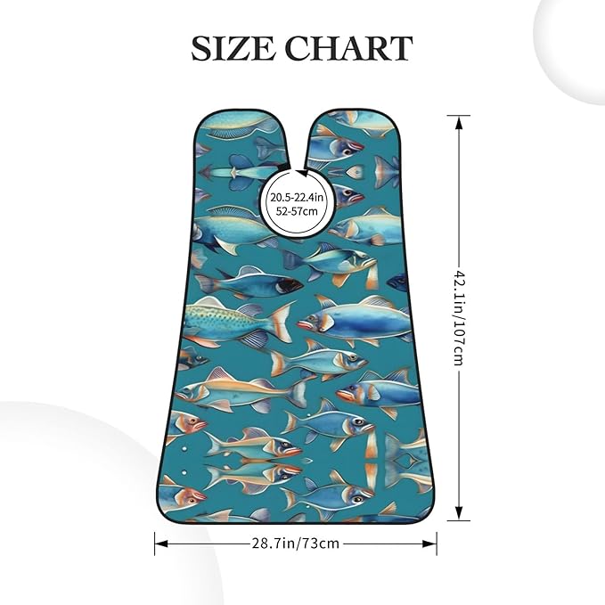 Ocean Fishes Print Beard Bib Shaving Apron, Beard Hair Trimming Cape Gift For Dad