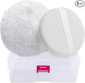 2pcs Powder Puffs, 6'' Powder Puff for Body and 5'' Dusting Powder Puff and Container, Extra Large, Fluffy Soft, Reusable&Washable