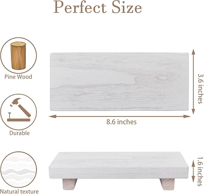 Wood Bathroom Tray Farmhouse Decor Kitchen Soap Holder, 8.7" X 3.6" White