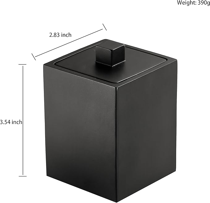 Joitsvia Resin Square Canister with Lid, Bathroom Qtip Holder, Cosmetics Makeup Accessories Storage for Makeup Sponge Bath Salts Storage Christmas Birthday Anniversary, Matte Black