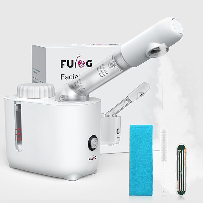 Fulog Facial Steamer Nano Ionic Face Steamer with 360° Rotating Arm, Esthetician Facial Steamer for Deep Cleaning, Portable Spa Facial Machine for Home Salon