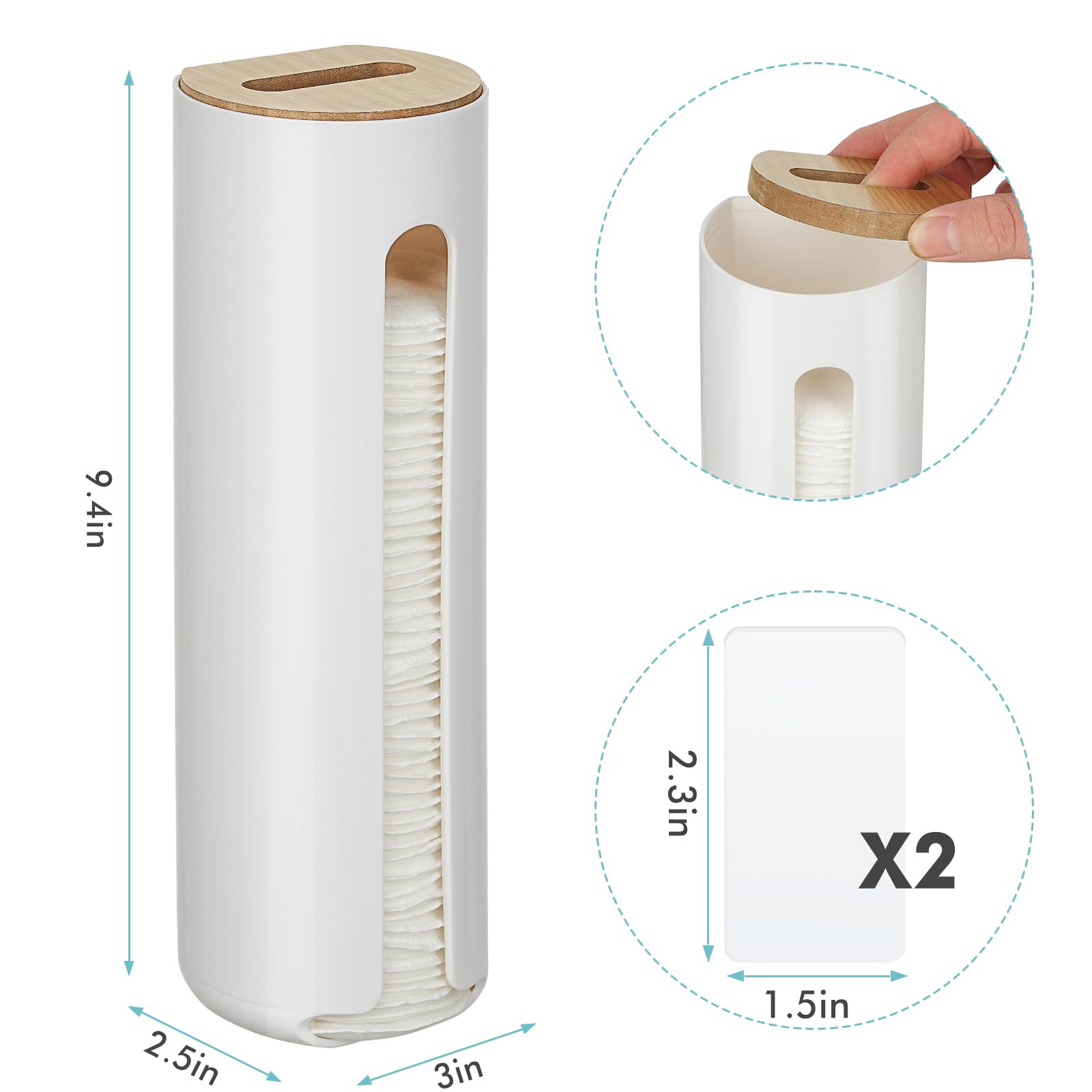 IWNTWY Cotton Pad Holder, Wall Mounted Cotton Rounds Holder Dispenser Face Pad Holder Makeup Organizers Containers for Bathroom