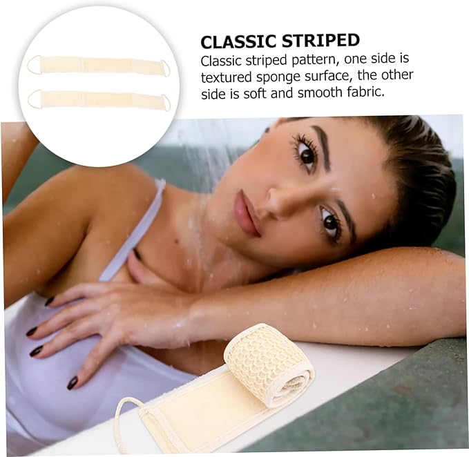 HAKIDZEL 2Pcs Exfoliating Bath Scrubber Shower Back Strap Spa Skin Cleaning Brush for Men Women for Reaching Hard to Access Areas for Smooth Skin