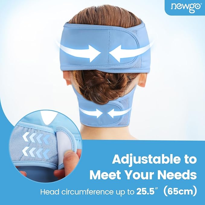 NEWGO Ice Face Mask & Cooling Eye Mask for Puffy Eyes – Reusable Gel Hot/Cold Therapy with Thick Gel Pad in Forehead & Eye Zones for Migraine Relief, Post-Surgery Swelling, Allergy, Headaches
