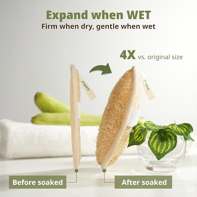 Coba Straws Natural Loofah Exfoliating Body & Facial Scrubber Set | 100% Plant-Based Shower Luffa Sponge for Deep Cleansing, Smooth & Glowing Skin | Bath Loofah for Women & Men