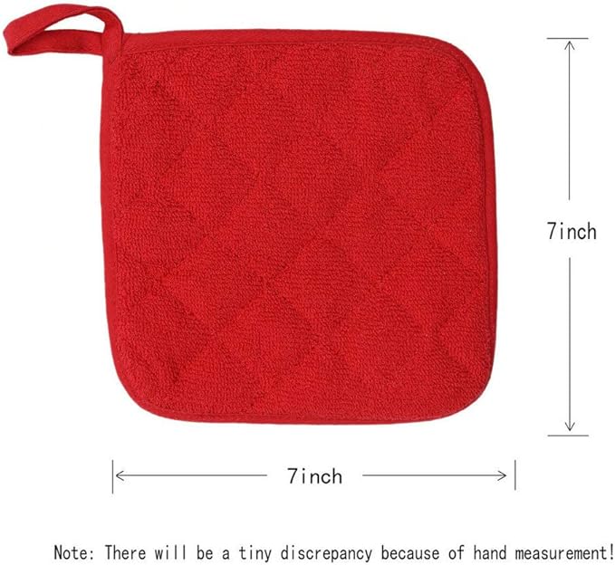 GQZLUCK Cotton Pot Holders, Hot Pads for Kitchen,Set of 4, Red