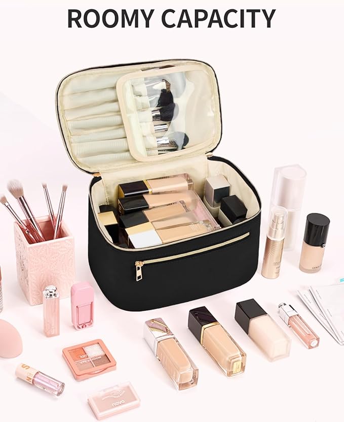 Wandering Nature Makeup Bag, Women Travel Make Up Vanity Case with Handle