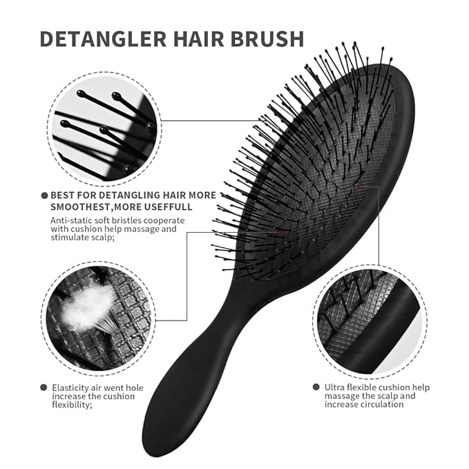 Detangler Hair Brush for Wet and Dry Hair, Curly or Straight Hair, Detangling Brush with Flexible Hairbrush Bristles, Hair brushes for Women & Men, Adults & Kids, for Shower & Travel