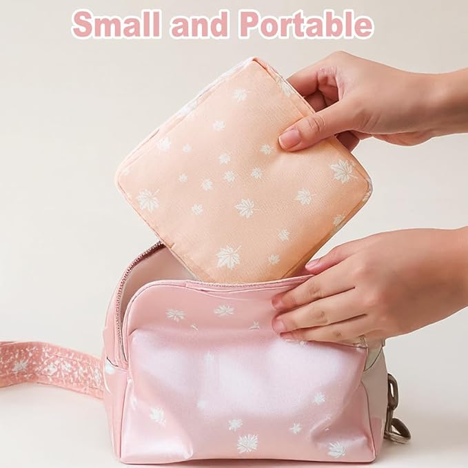 6 Pcs Sanitary Napkin Storage Bag, Portable Waterproof Period Pouch with Zipper, Small First Period Pad Bag Feminine Care with Lanyards for Women Teen Girls School Office Supplies