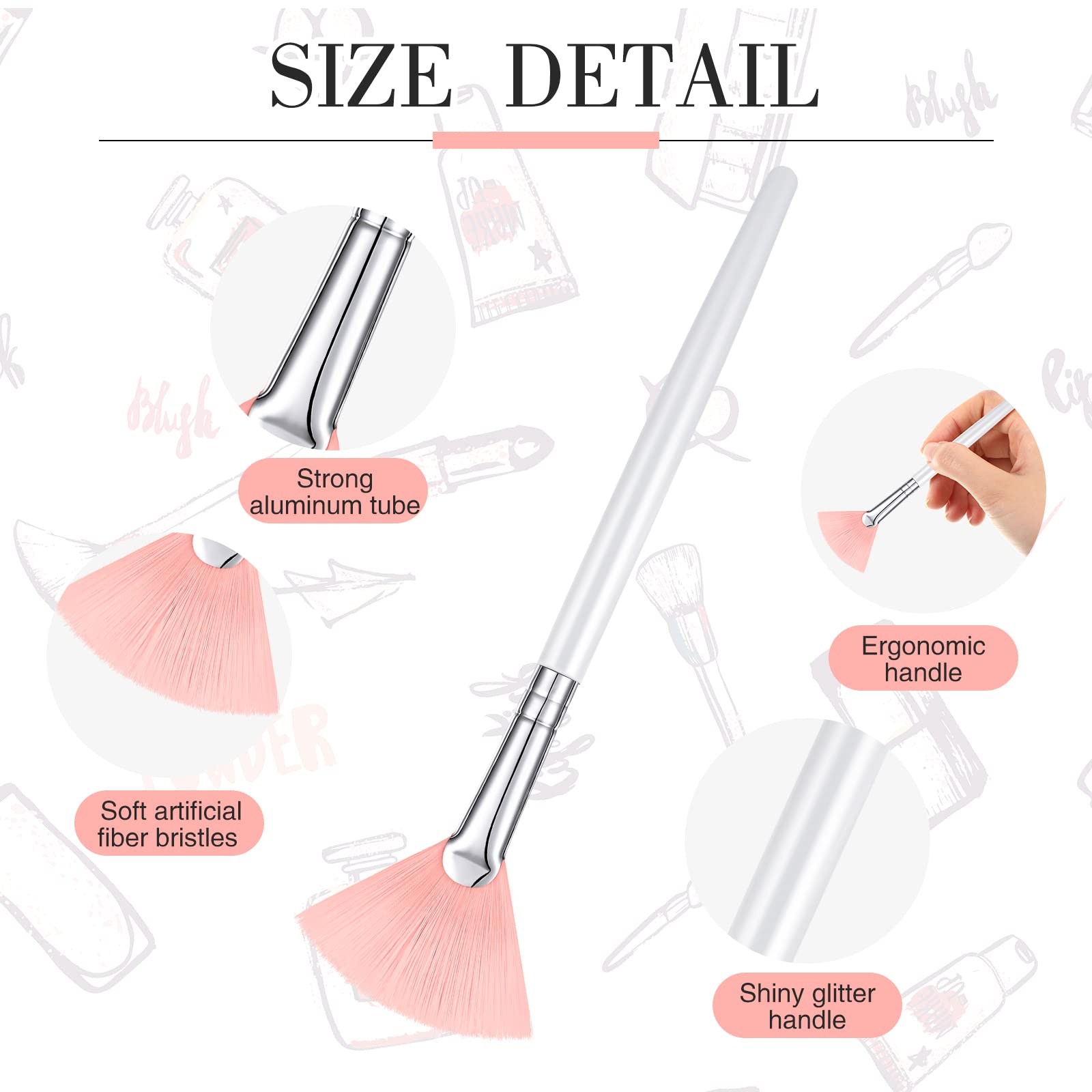 9 Pieces Facial Fan Mask Brushes, Soft Facial Applicator Brushes Tools for Peel Glycolic Makeup for Mud Cream(Pink, White)
