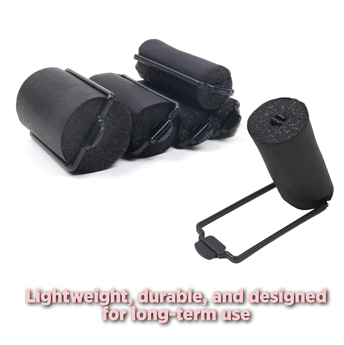DONNA Silky Sastin Foam Roller 7/8"(D) MEDIUM 10PCS Hair Curlers with Clips for Heatless Hairdressing and Styling - BLACK