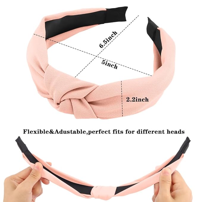 AHONEY 5 Pack Neutral Knotted Headbands for Women Trendy Fashion Thick Headbands Top Knot Non Slip Cute Hair Accessories Multi-style Headband Pack Diademas Para Mujer (Brown)