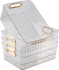 4 Packs Clear Pantry Freezer Organizer Bins, Small Plastic Cosmetics Storage Container Bin