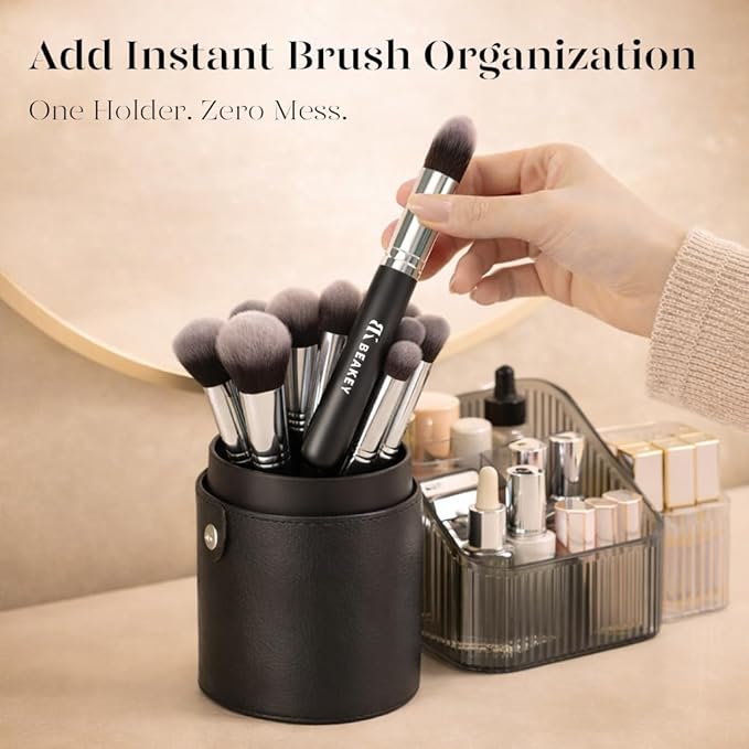 BEAKEY Makeup Brush Set, 13 Pcs with Case, 10 Brushes and 2 Sponges
