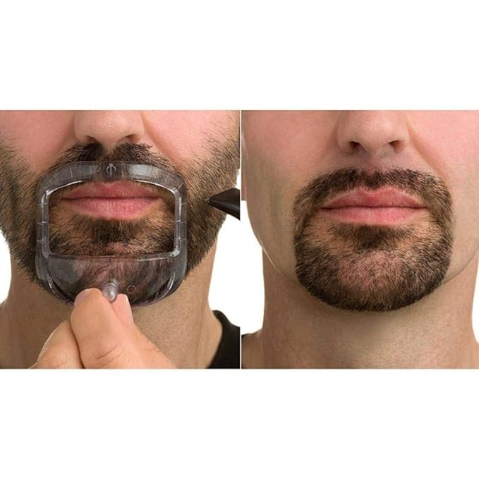 Sasha Square Goatee Beard Shaper Template for Men, Goatee & Beard Trimming Shaving Kit, Saves Time (Transparent)