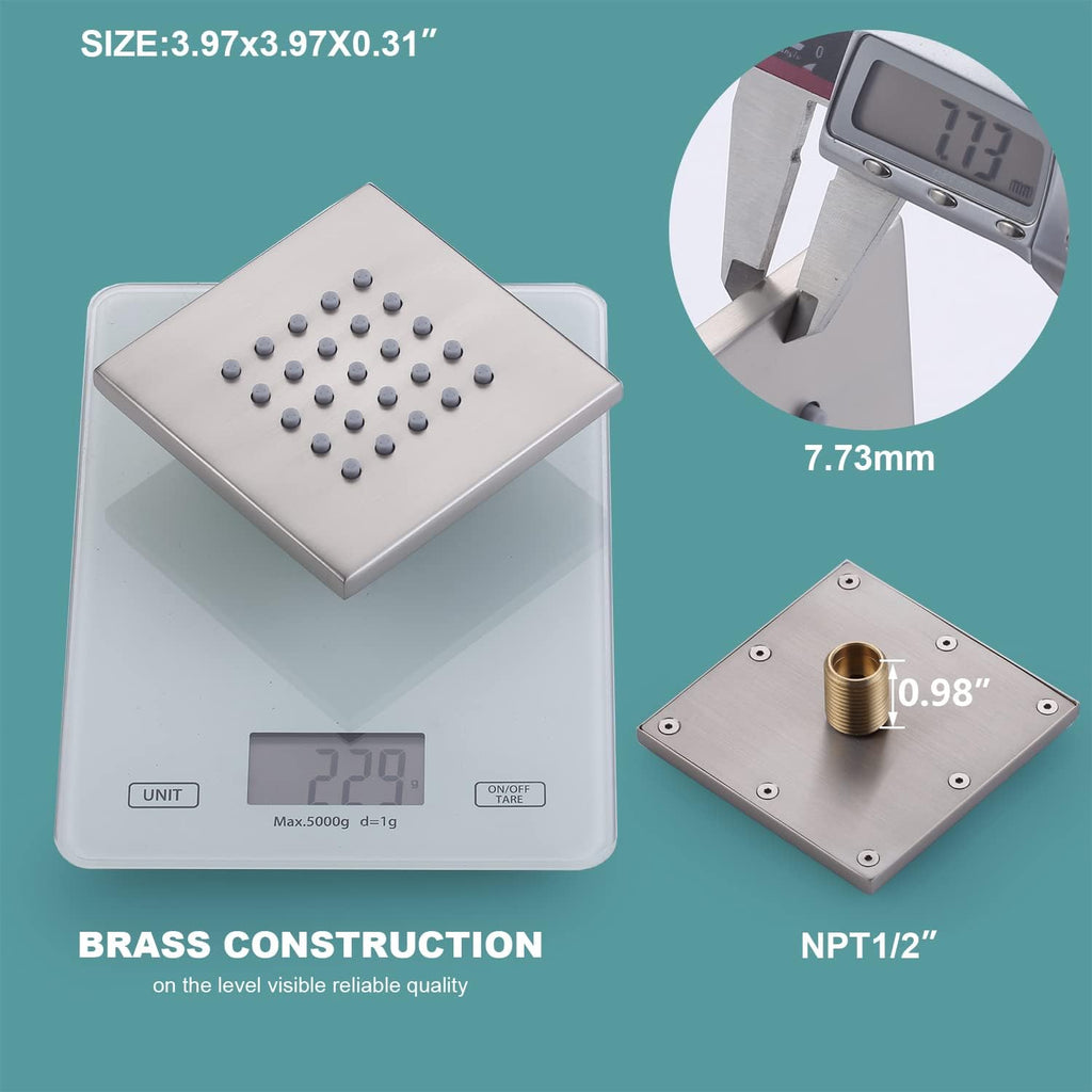 KATAIS Brushed Nickel Shower Jet 4 inch Wall Mount Body Massage Body Jet, 1 PCS