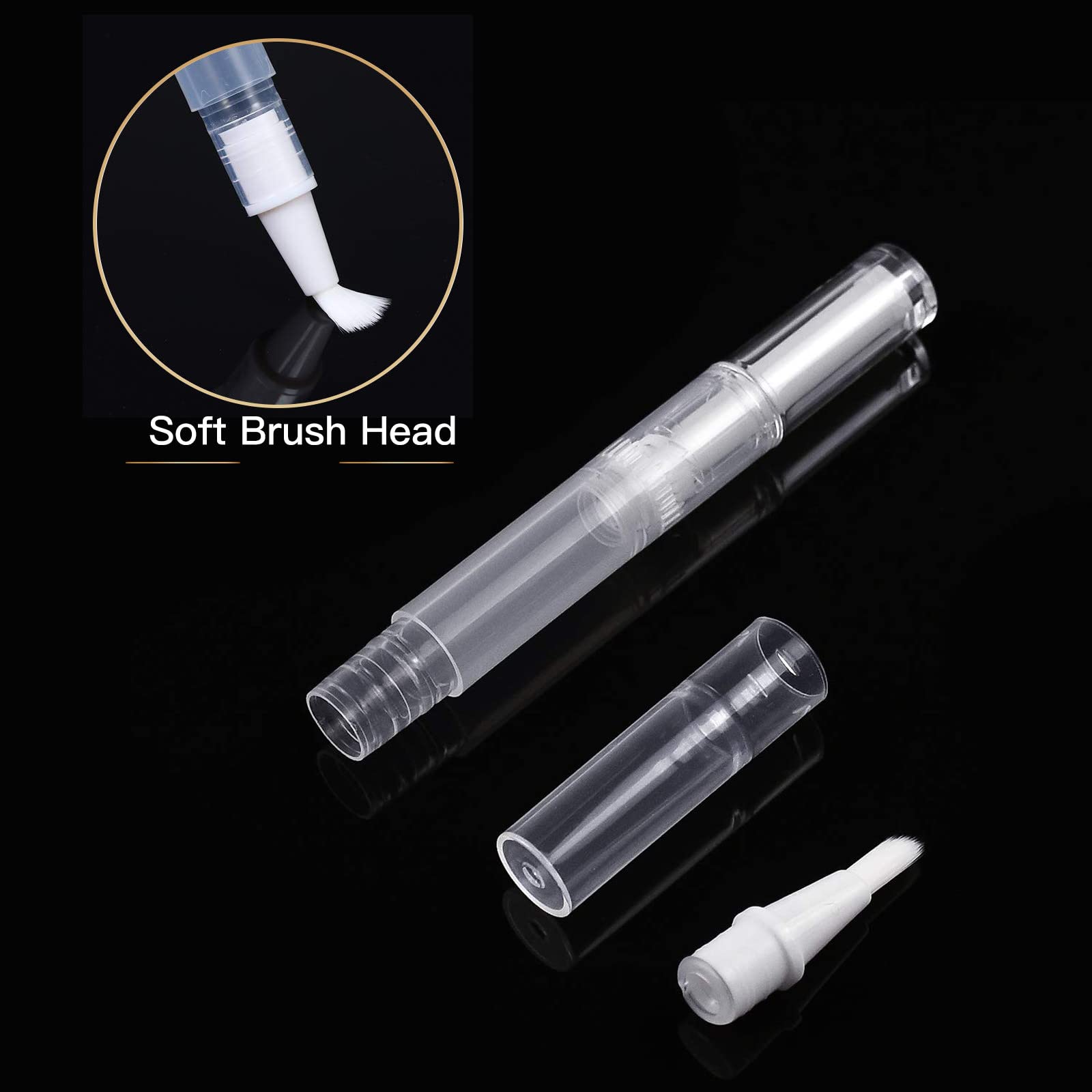 WEBBYBEAR 40 Pieces 3 ml Empty Cuticle Oil Pen Containers, Empty Nail Oil Pen Containers, Transparent Twist Pens with Brush Tip, Cosmetic Lip Gloss Containers, with 3 Stickers