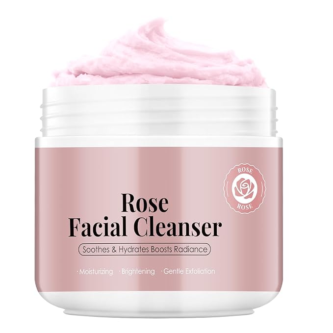 OUPEICHARM Rose Rice Mochi Face Cleanser Wash Cream,Moisturizing,Deep-Cleansing,Oil Control,Makeup Cleansing Balm for Women for All Skin Types（5.29oz）