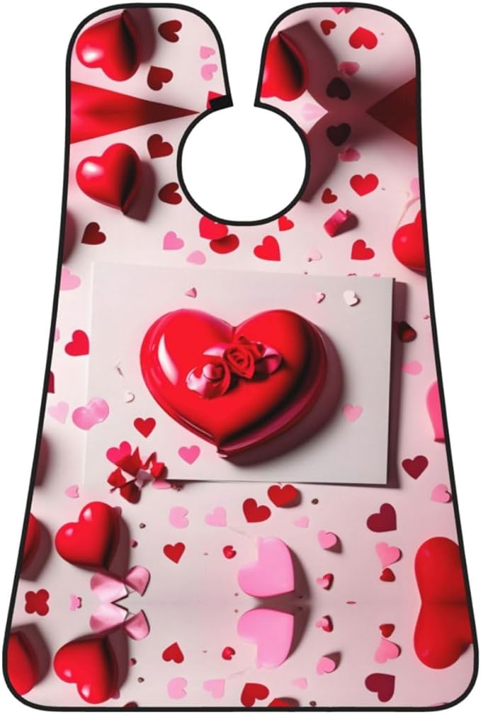 NOUZU Valentine'S Day Print Beard Bib Apron For Men, Beard Hair Catcher For Men Shaving Trimming,Beard Cape Cloth