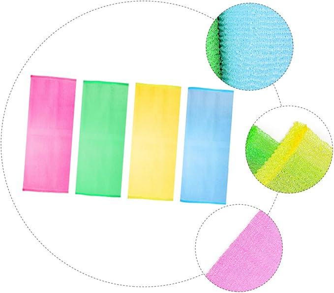 FOMIYES 4pcs Back Scrubber Exfoliating Shower Washcloths for Skin Types Body Cleaning Tool Yellow Green