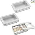2-Pack Cotton Ball Holder for Travel & Bathroom - Dental Floss Qtip Dispenser Holders - Portable Travel Floss Case Box - Empty Metal Cotton Swab Hair Ties Floss Picks Containers w/Dustproof Lid