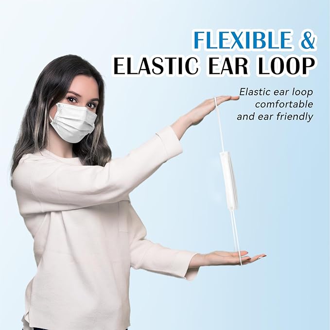 Disposable Face Mask For Adults - Travel Essentials, 100 Pack Individually Wrapped, 4 Ply Protection,Safety Masks Disposable