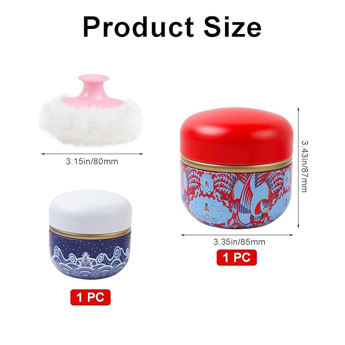 ASUNFO 2 Pcs Powder Puff for Body Powder with Case for Women Red & Blue