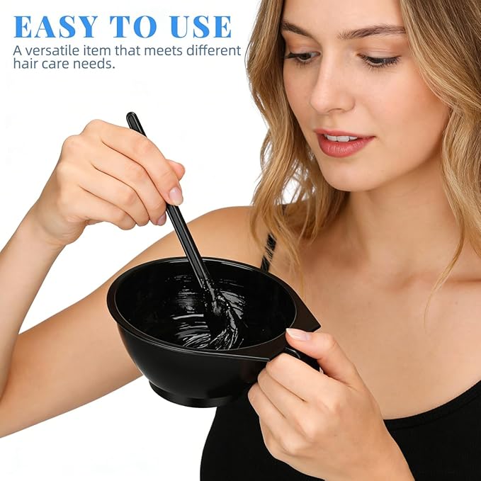 FOMIYES Hair Dye Bowl Set 5-Pack Black Hair Color Mixing Bowls with Measurements and Handle Reusable Salon Mixing Tint Bowls for Professional or Home Use
