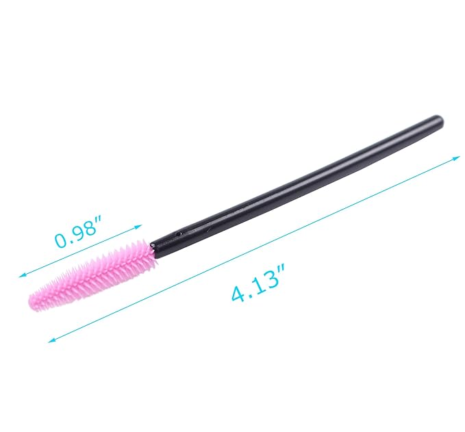 BIHRTC Pack of 100 One-Off Disposable Silicone Eyelash Mascara Brushes Wands Applicator Eyebrow Brush Makeup Tool Set Deep Pink for Makeup Salon and Travel Beauty Kits