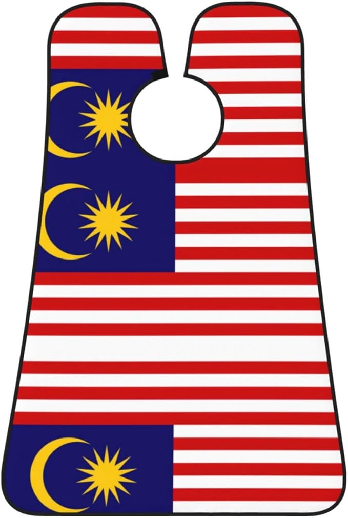 NOUZU Malaysia Flag Print Beard Bib Apron For Men, Beard Hair Catcher For Men Shaving Trimming,Beard Cape Cloth
