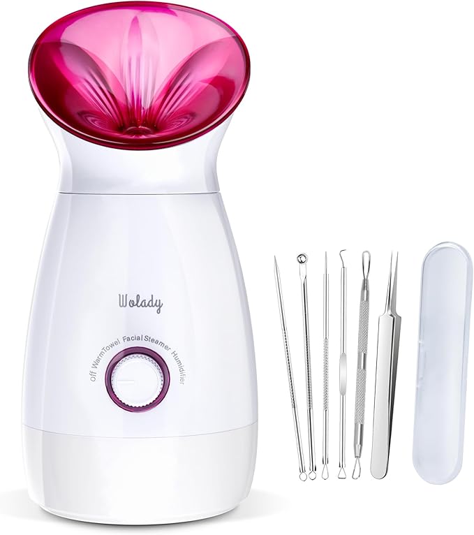 Wolady Facial Steamer Large 3-in-1, Towel Warmer & Humidifier Mode, Nano-Ionic Face Steamer with Skin Care Tools, Facial Pores Deep Cleaning, Warm Mist Home Sauna Spa for Women, Birthday Gifts