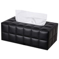 High-end Fashion PU Leather Tissue Box Holder Business Black, Rectangular Napkin Holder Drawer Paper Dispenser, Home Office Car Tissue Holder with Magnetic Bottom (Black Checkered)