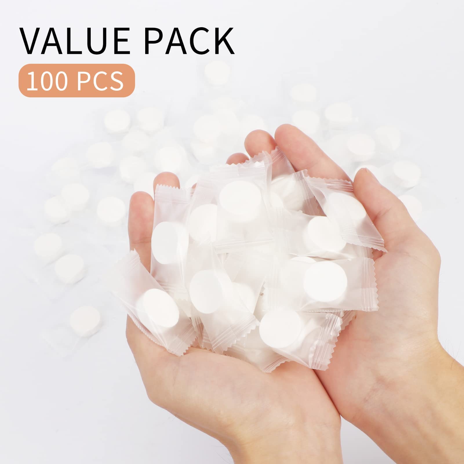 Classycoo Compressed Towel 100 PCS Mini Tablets Disposable Portable Face Towel Cotton Coin Tissue for Travel, Camping, Hiking, Sport, Home Hand Cloths&Other Outdoor Activities (Blue)