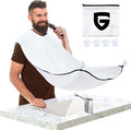 Father's Day Gifts from Daughter Son Wife, Beard Bib Hair Catcher for Sink, Beard Cape Trimming Catcher, Gifts for Men Dad Husband, Waterproof Non-Stick Beard Trimmer with 4 Suction Cups(White)