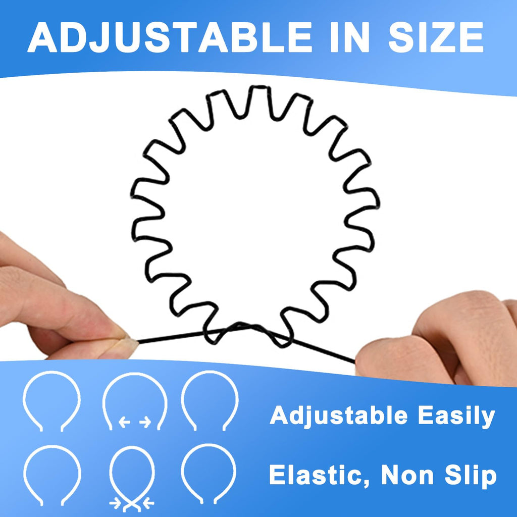 KELUBATU Metal Headband for Men,Zig Zag Wire Hair Band,Non Slip 2 Pcs