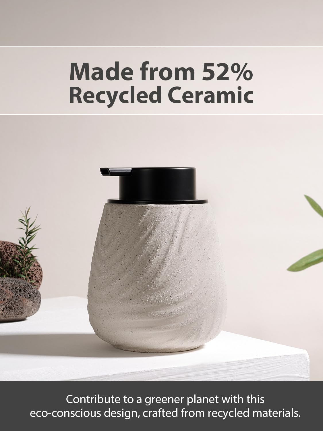 Avidanza 14 oz Ceramic Hand Soap Dispenser for Bathroom & Kitchen - Refillable Liquid Dish Pump with Non-Drip Design, Modern Farmhouse Style