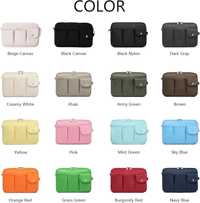 Storage Bag-arge Cosmetic Bag for Women Travel Makeup Bag Zip Up Bag Pure Cotton Canvas Can be Suspended (Dark Gray)