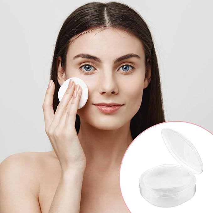 Yuomeaz 4 Pcs Cotton Round Holder, Square Powderpuff Cases Travel Cotton Round Conrainer Portable Cottons Rounds Dispenser for Women Girls Remover Cottons Ball Powderpuff Container Box