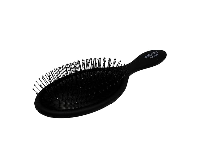CALA Wet-N-Dry Detangling Hair Brush, Black, Soft Flexible Bristles for Wet or Dry Hair, Helps Reduce Snagging & Breakage, Smooths Frizz, Adds Shine, Oval Handle
