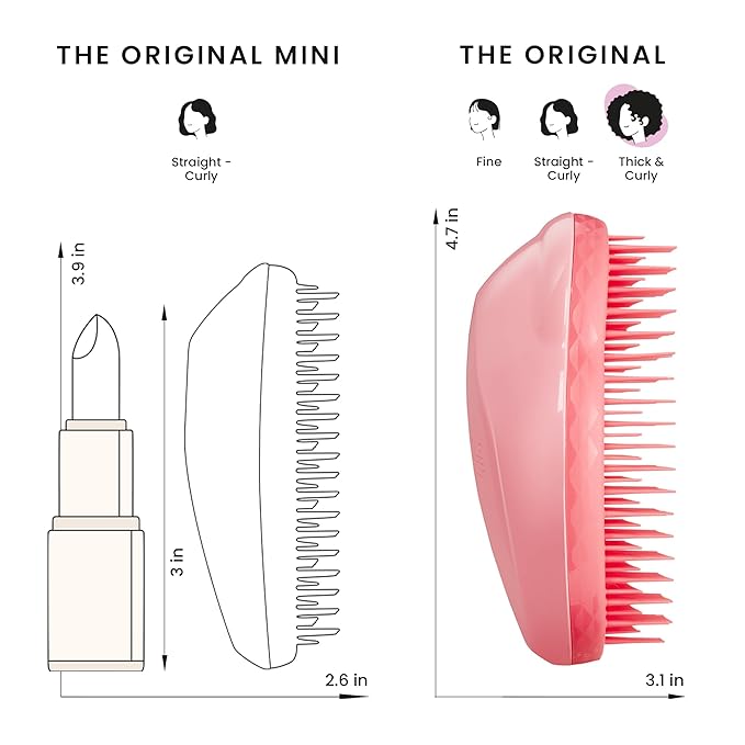 Tangle Teezer Original Detangler Brush for Thick & Curly Hair, Pink Punch