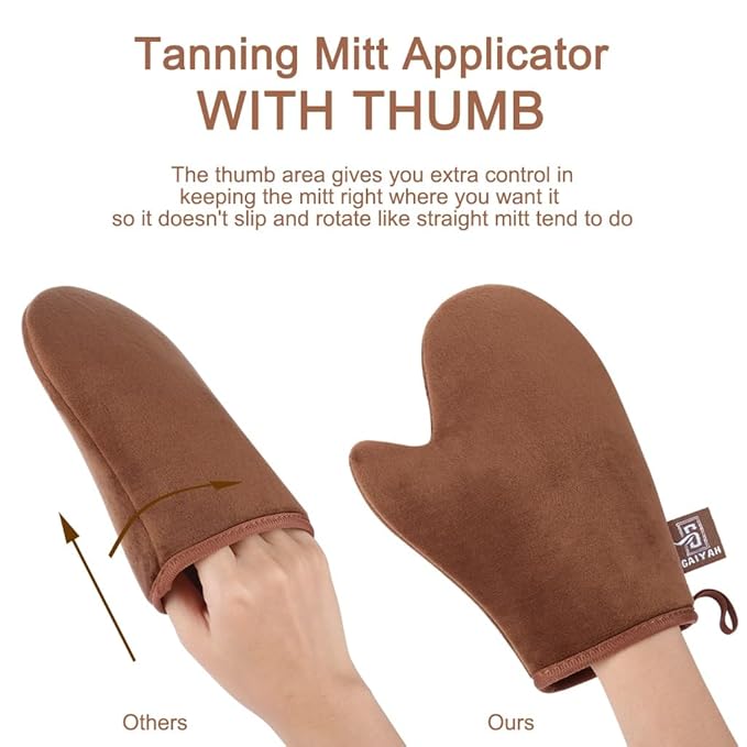 GAIYAH Self Tanning Mitt Applicator Self Tanner Mitt Applicator Tanning Mitts Self Tanner With Thumb Ultra Soft Tanning Glove For Self Tan Mitt