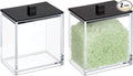 mDesign Plastic Rectangle Apothecary Canister - Organizer for Bathroom Vanity Countertop Shelf Decor - Holds Cotton Swabs, Soap, Makeup, Bath Salts - Lumiere Collection - 2 Pack - Clear/Matte Black