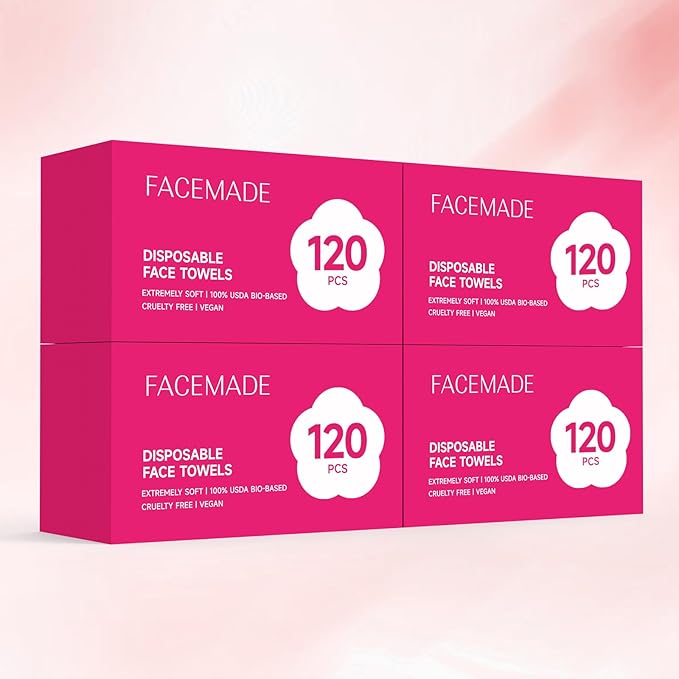FACEMADE 480 Count (4 Packs) Face Towels Disposable