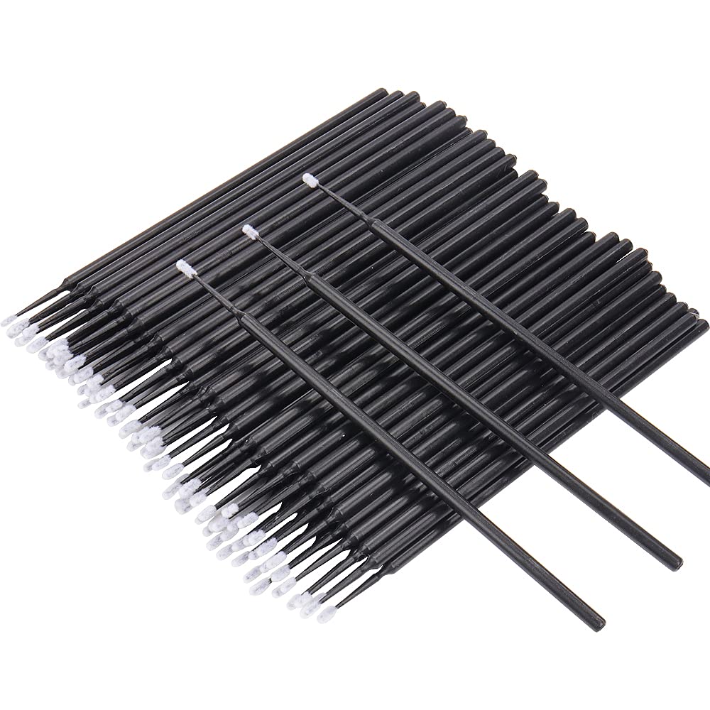 300 PCS Eyelash Extension Supplies Kit Disposable Micro Brush Eyebrow Spoolies Lip Stick Brush Mascara Wand Applicator Makeup Brush Tool (White Black Gold Sets)