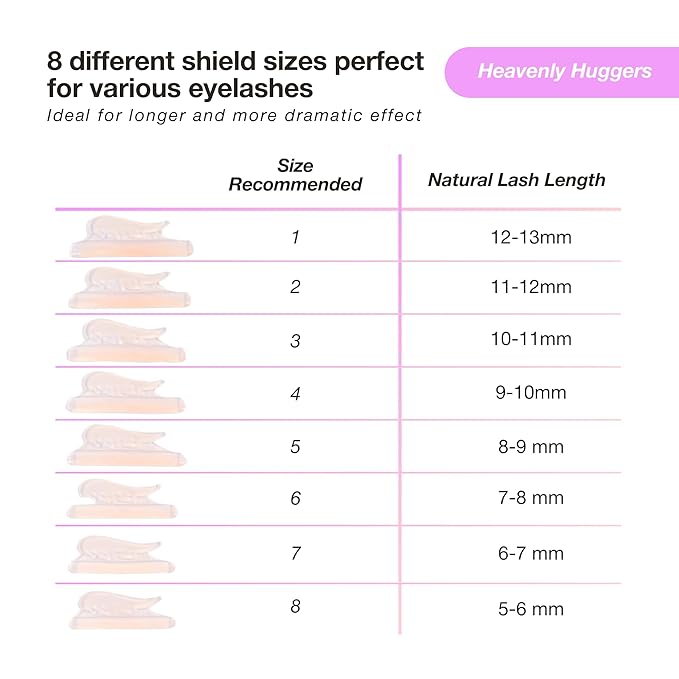 Curacoro Lash Lift Shields, 16 Pcs/8 Sizes Reusable Silicone Rods