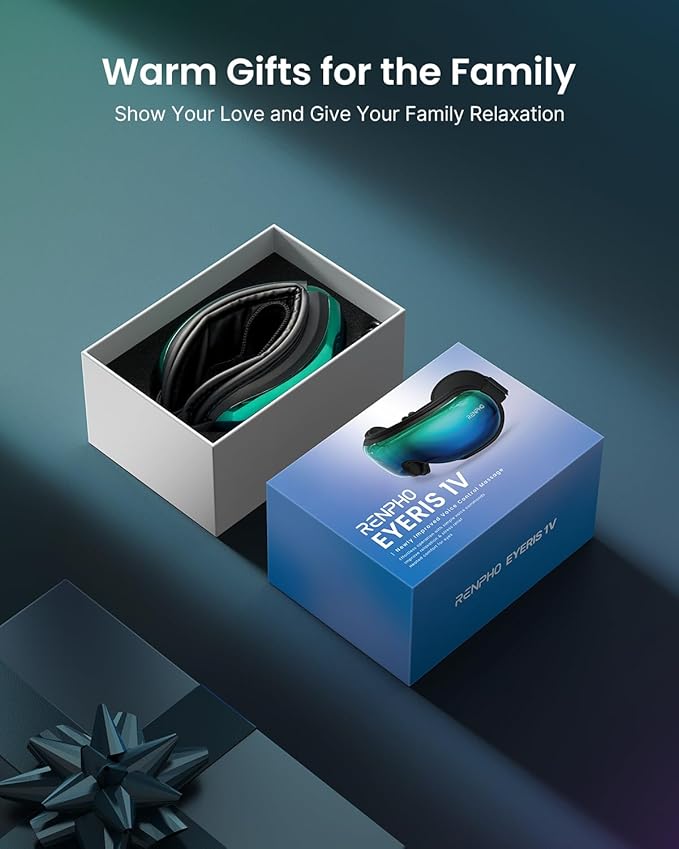 RENPHO Eye Massager with Voice Control, Heated Eye Mask, Smart Sleep Mask, Eye Care with Bluetooth Music, Birthday Gifts for Men Women, Eyeris 1V