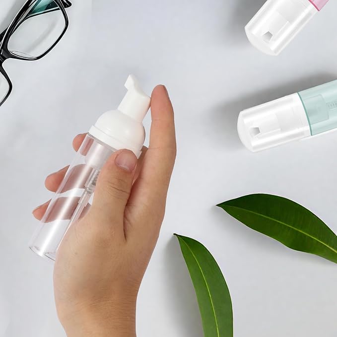 3pcs 2oz Plastic Travel Foam Pump Bottle - Portable Foaming Empty Bottle Dispenser for Hand Soap, Shampoo, Lash Cleanser - Well Suited for Travelers Daily Use (60ml)