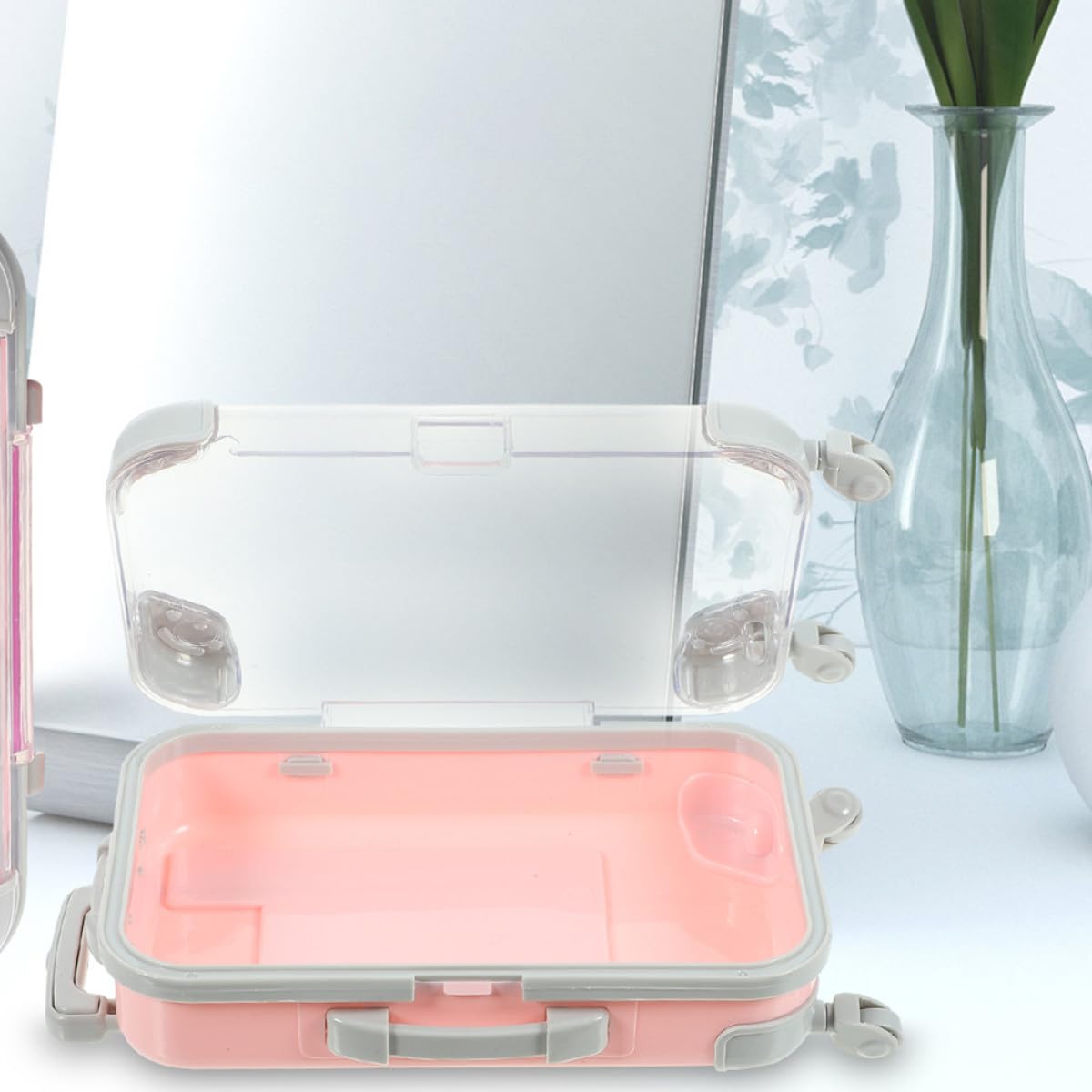 minkissy 2pcs ABS Mini Suitcase Makeup Tool Box for Travel Organizing