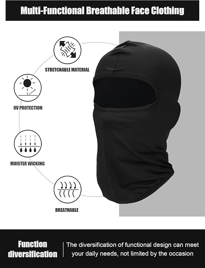 SATINIOR 9 Pack Ski Mask for Men Balaclava Full Face Shiesty Mask Breathable Summer Windproof Hood for Motorcycle Snowboard